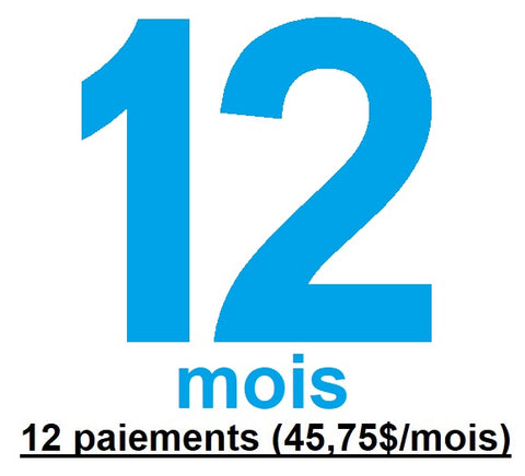 Abonnement 12 mois (12 paiements mensuels préautorisés)